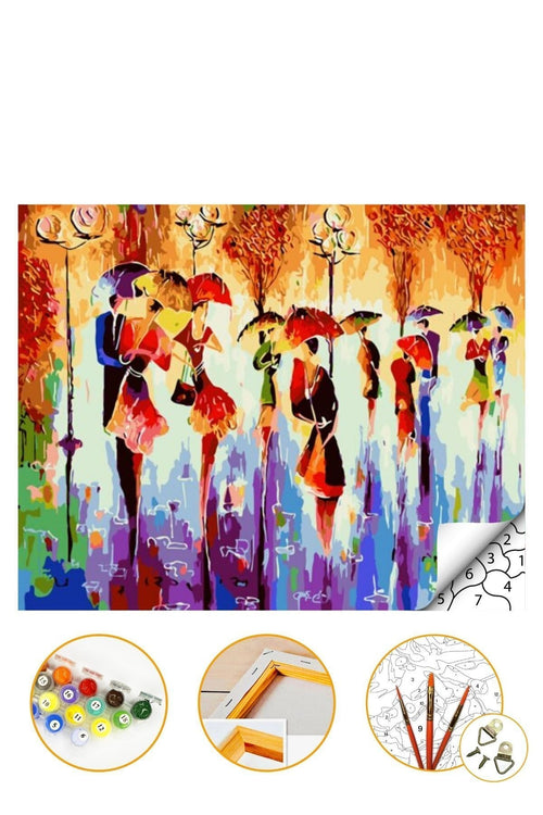 Sayılarla Boyama Seti Kasnaklı 40x50cm "soyut Insanlar" Boyalar Ve Fırçalar Dahil