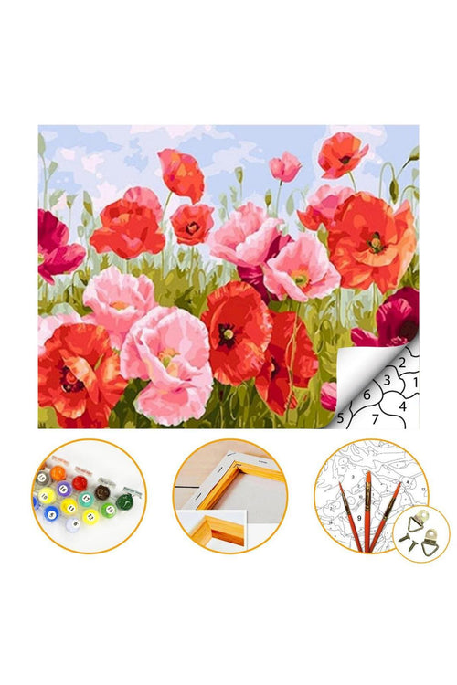 Gelincik - Sayılarla Boyama Seti Kasnaklı 40x50cm Boyalar ve Fırçalar Dahil