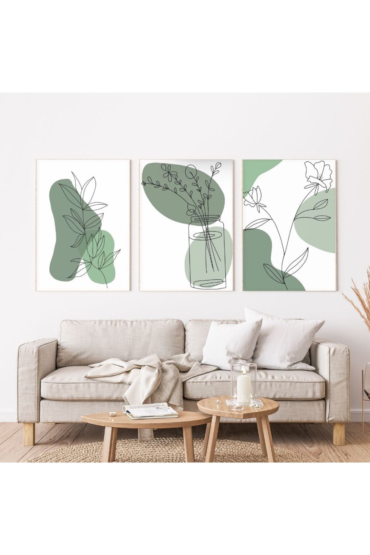 Minimalist Bohem Kasnaklı 3'lü set 40x50cm Kanvas Tablo Soyut Modern 04