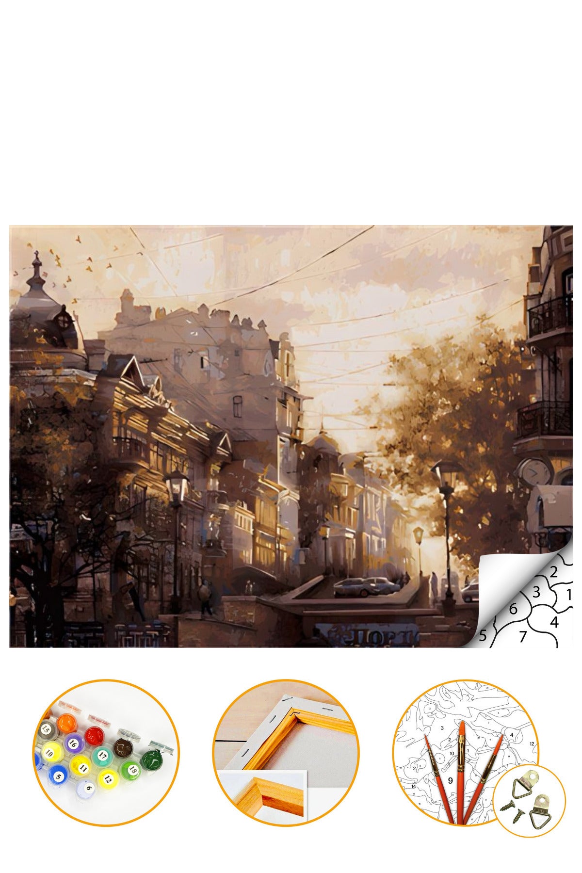 Sonbahar - Sayılarla Boyama Seti Kasnağa Gerili 40x50cm Boyalar ve Fırçalar Dahil