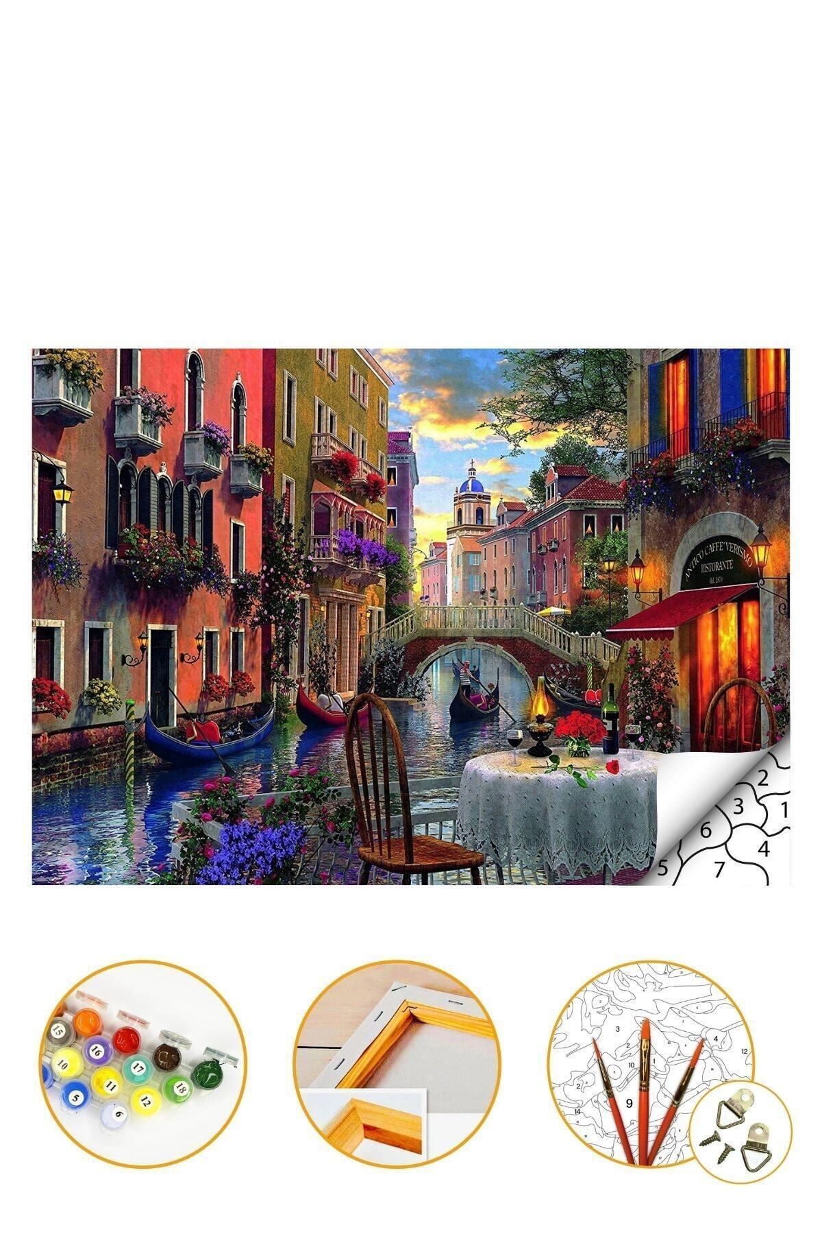 Sayılarla Boyama Hobi Seti Boyalar Ve Fırçalar Dahil Çerçeveli 40x50 Cm - Venedik