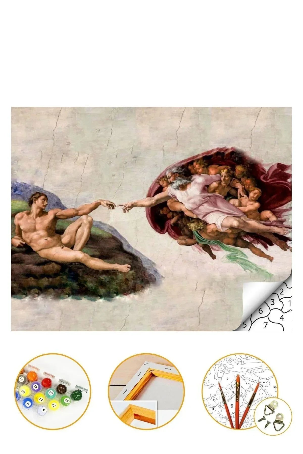 Adem'in Yaratılışı - Sayılarla Boyama Hobi Seti - Boyalar Ve Fırçalar Dahil Çerçeveli 40x50 Cm