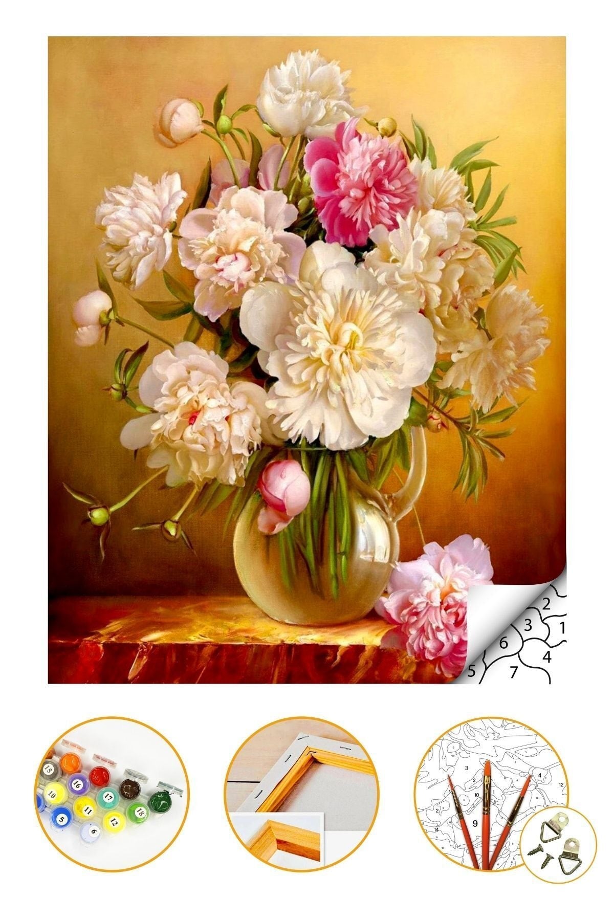 Sayılarla Boyama Hobi Seti Boyalar ve Fırçalar Dahil Çerçeveli 40x50cm