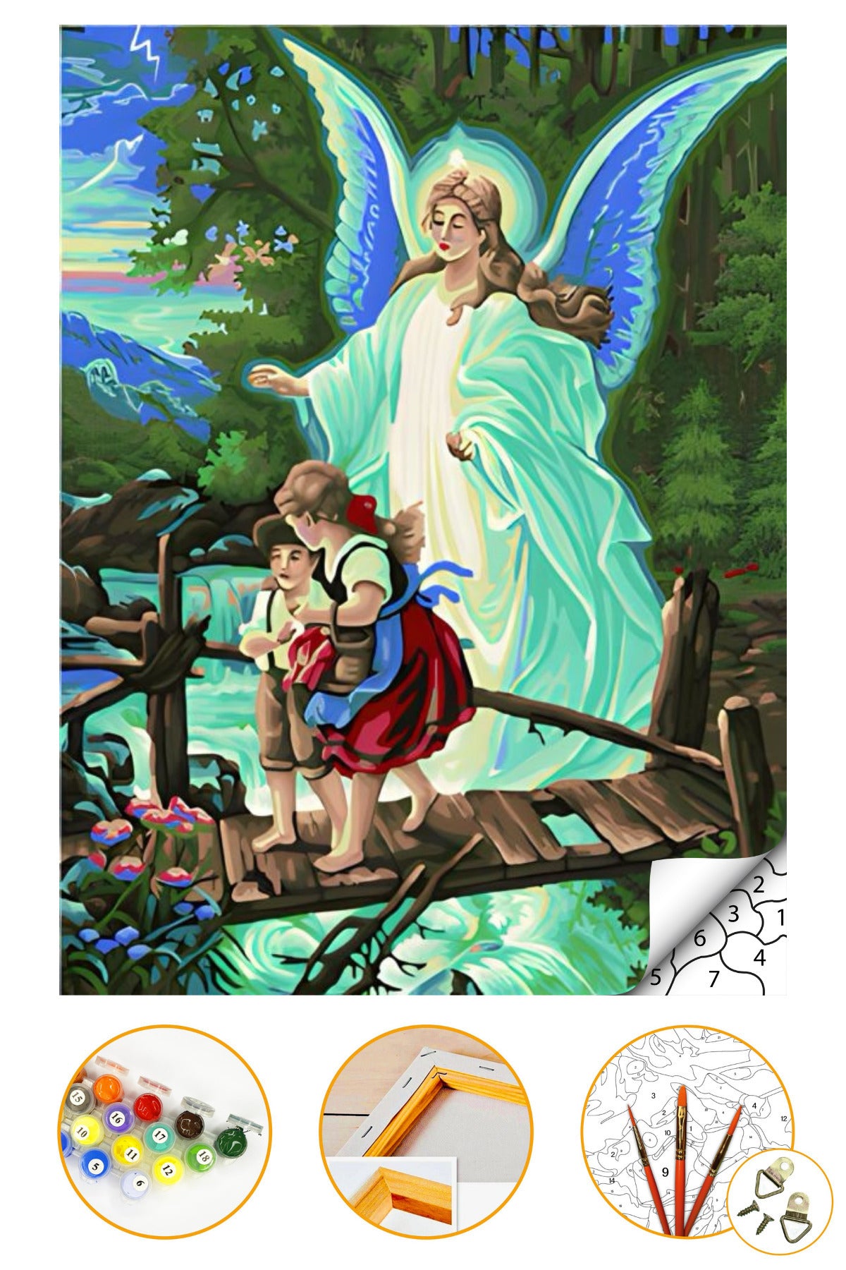 Melek Annem - Sayılarla Boyama Seti Kasnağa Gerili 40x50cm Boyalar ve Fırçalar Dahil