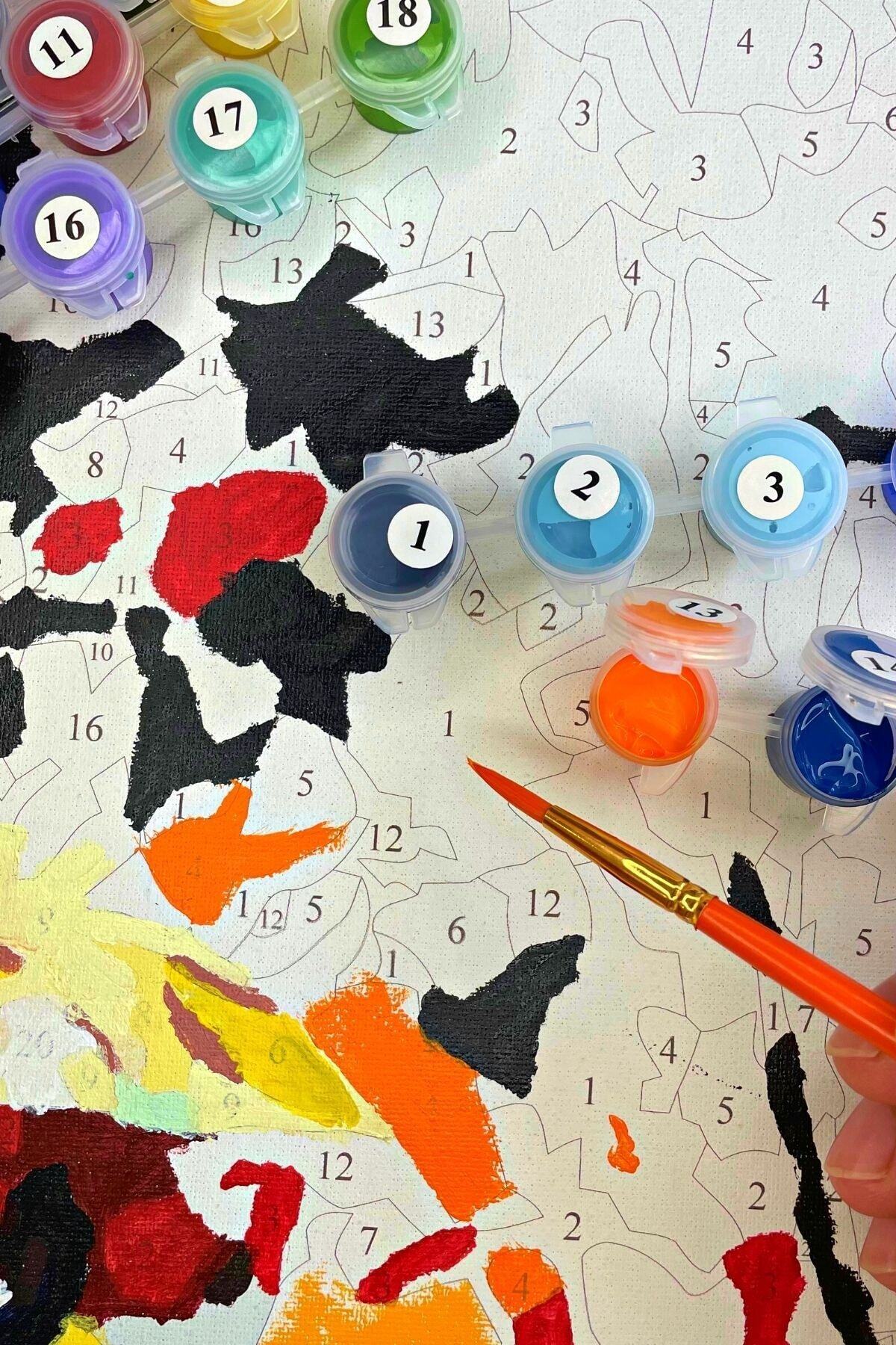 Sayılarla Boyama Seti Kasnaklı 40x50cm "siyah Panter Ve Kadın" Boyalar Ve Fırçalar Dahil