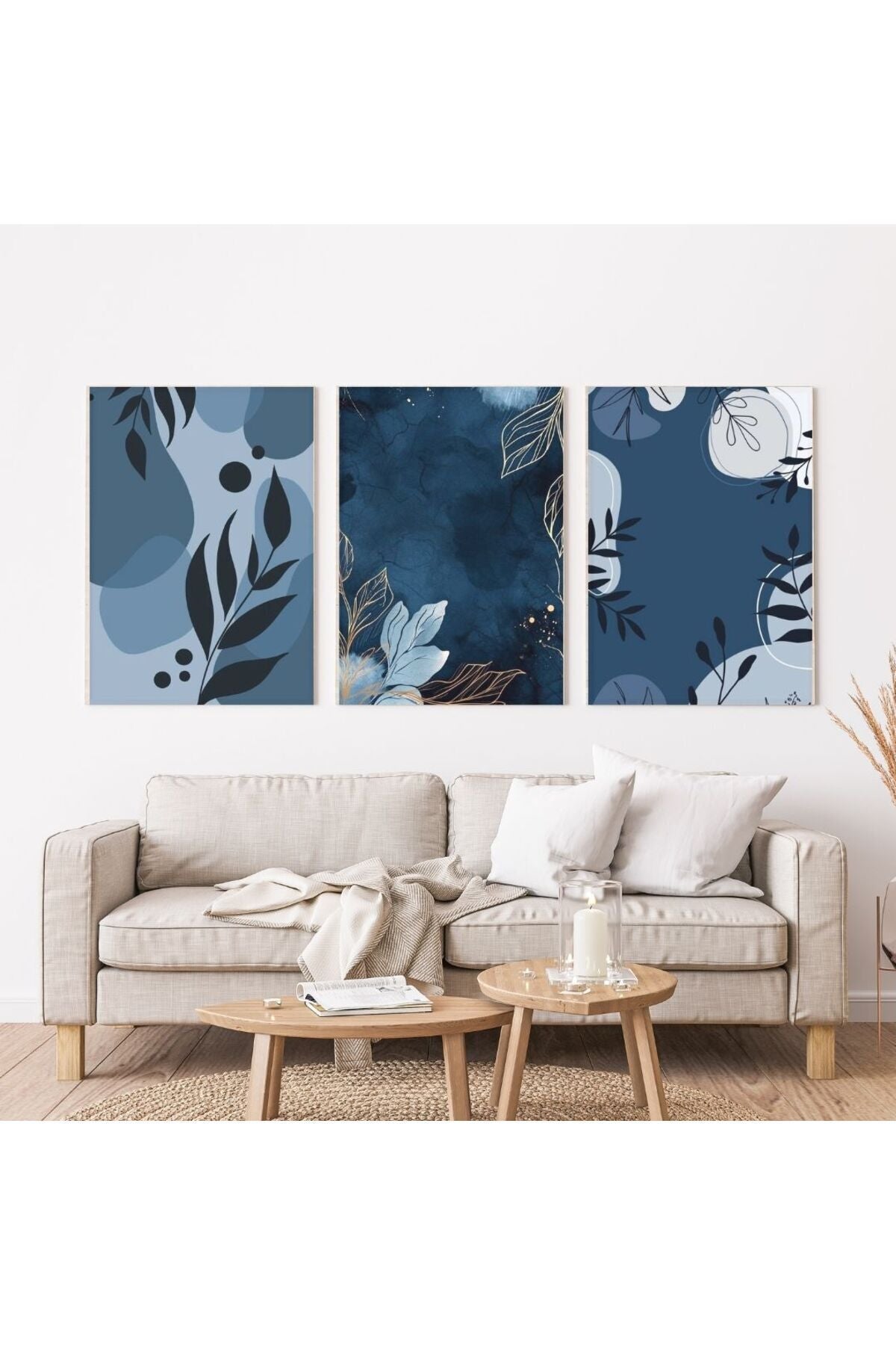 Minimalist Bohem Kasnaklı 3'lü set 40x50cm Kanvas Tablo Soyut Modern 20