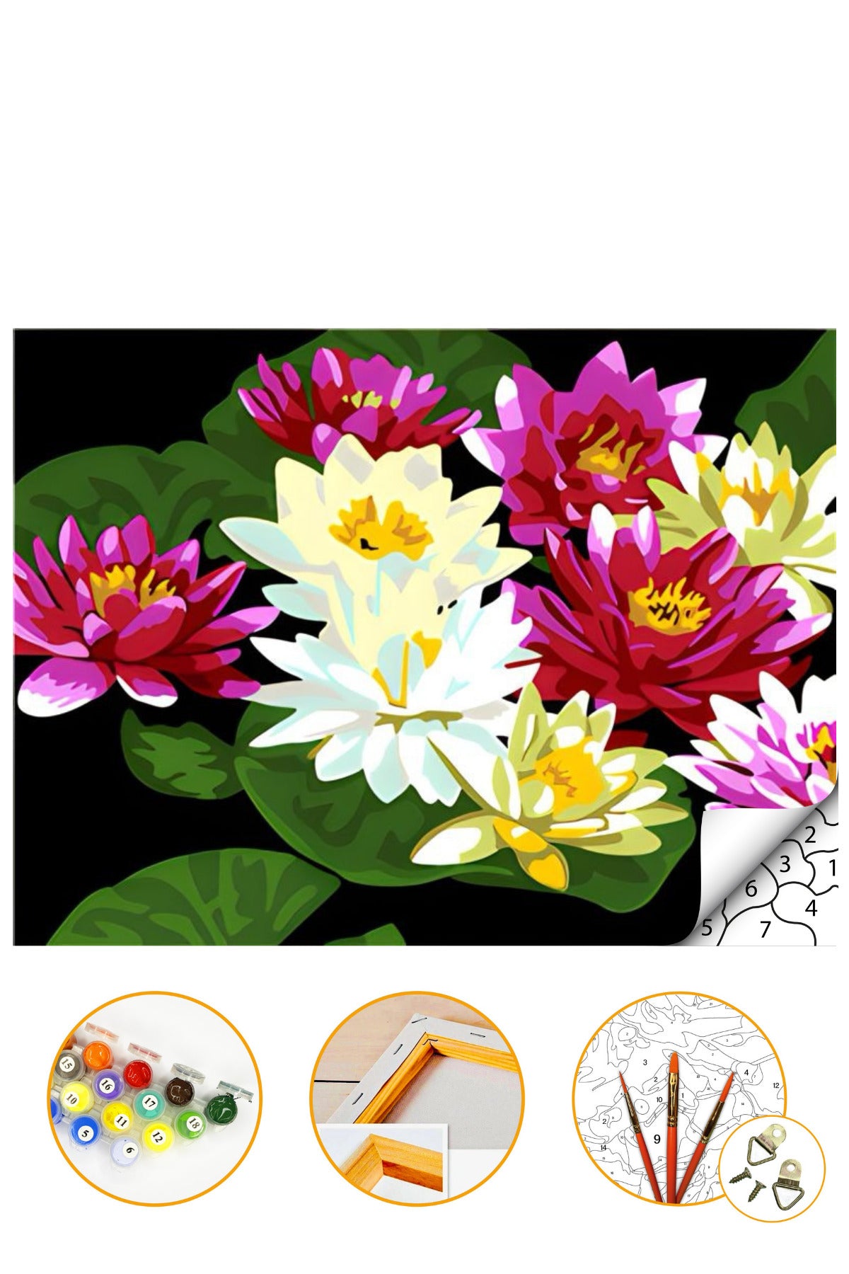 Nilüfer - Sayılarla Boyama Seti Kasnağa Gerili 40x50cm Boyalar ve Fırçalar Dahil