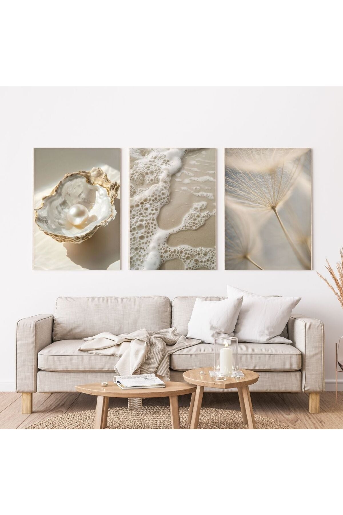 Minimalist Bohem Kasnaklı 3'lü set 40x50cm Kanvas Tablo Soyut Modern 25