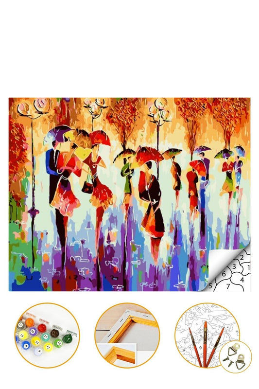 Sayılarla Boyama Seti Kasnaklı 40x50cm "soyut Insanlar" Boyalar Ve Fırçalar Dahil