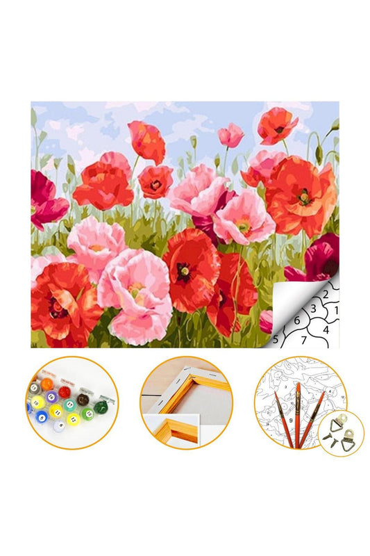 Gelincik - Sayılarla Boyama Seti Kasnaklı 40x50cm Boyalar ve Fırçalar Dahil