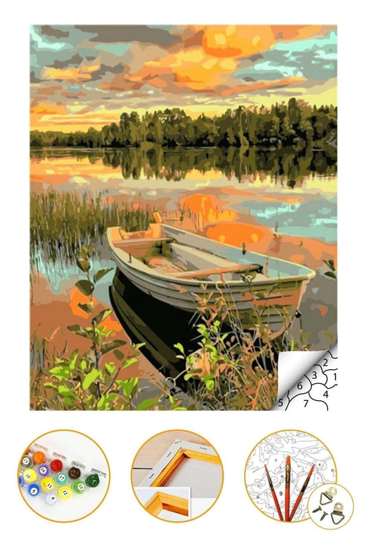 Sayılarla Boyama Seti Kasnaklı 40x50cm "kayık" Boyalar Ve Fırçalar Dahil