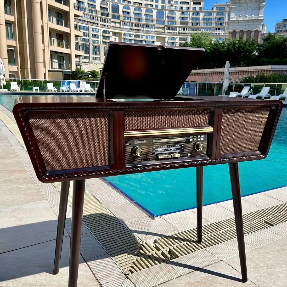 Crown Well Ahşap Retro Pikap Çalar, Cd Player, Radyo, Bluetooth ve Usb Giriş