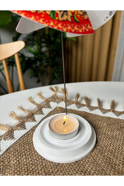 Mum Işığıyla Dönen Semazen - Dönen Mumluk - Isıyla Dönen Mumluk - Mercan