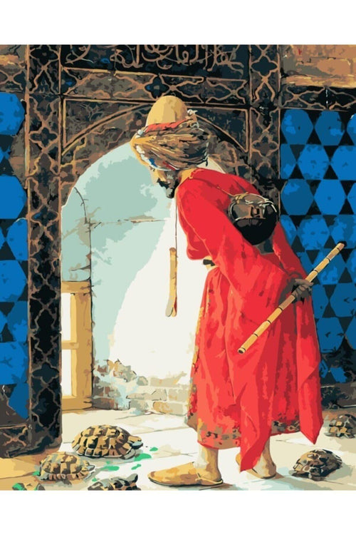 Kaplumbağa Terbiyecisi Çerçeveli 40x50 Cm