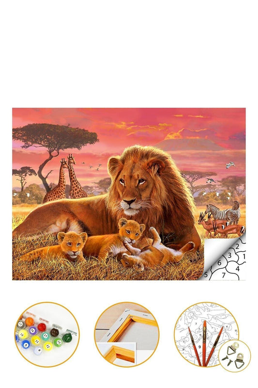 Sayılarla Boyama Hobi Seti "Boyalar Ve Fırçalar Dahil Çerçeveli 40x50cm (Numaralı Akrilik Boya Seti)