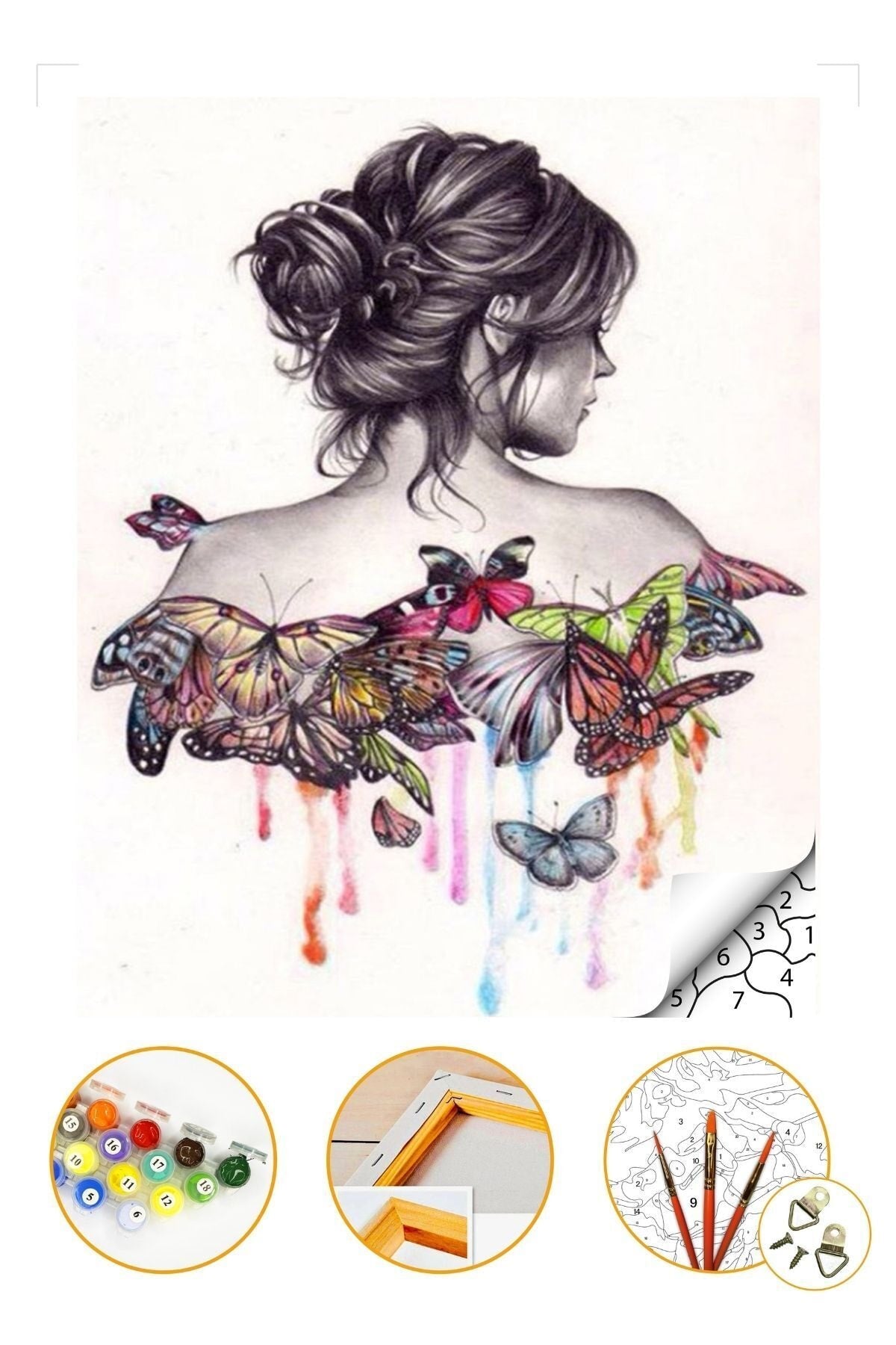 Sayılarla Boyama Seti Kasnaklı 40x50cm "soyut Kadın" Boyalar Ve Fırçalar Dahil