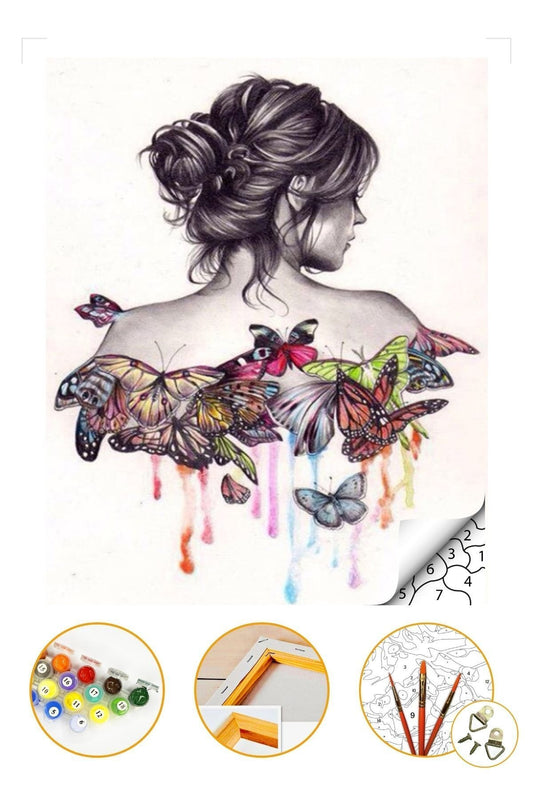 Sayılarla Boyama Seti Kasnaklı 40x50cm "soyut Kadın" Boyalar Ve Fırçalar Dahil