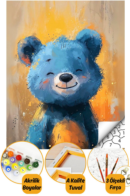 Sayılarla Boyama Numaralı Tuval Seti Fırça Boya Dahil 40x50cm Ayıcık