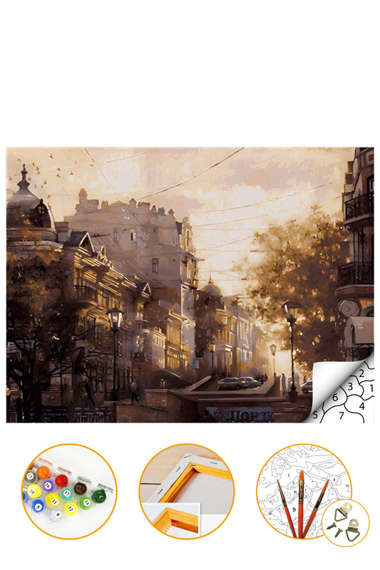 Sonbahar - Sayılarla Boyama Seti Kasnağa Gerili 40x50cm Boyalar ve Fırçalar Dahil