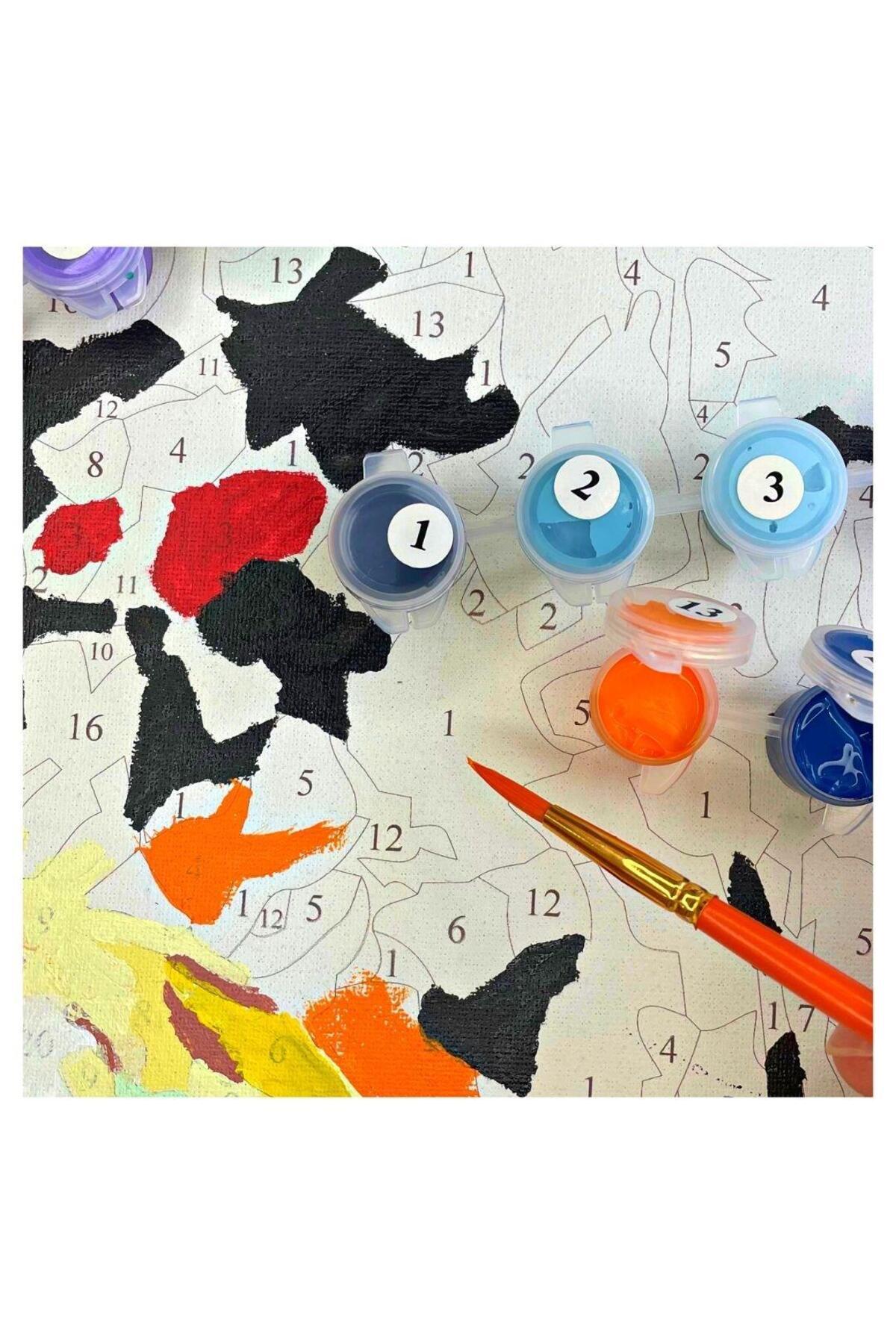 Çiçekler - Sayılarla Boyama Seti Kasnaklı 40x50cm Boyalar ve Fırçalar Dahil