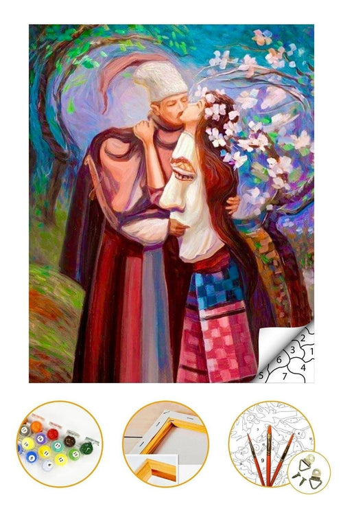 Sayılarla Boyama Seti Kasnaklı 40x50cm Boyalar Ve Fırçalar Dahil - Aşkın Yansıması