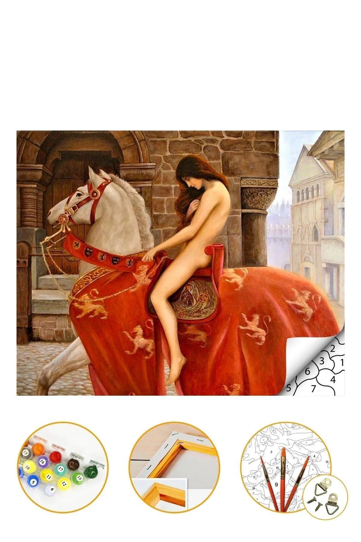 Sayılarla Boyama Seti Kasnaklı 40x50cm Lady Godiva Boyalar ve Fırçalar Dahil