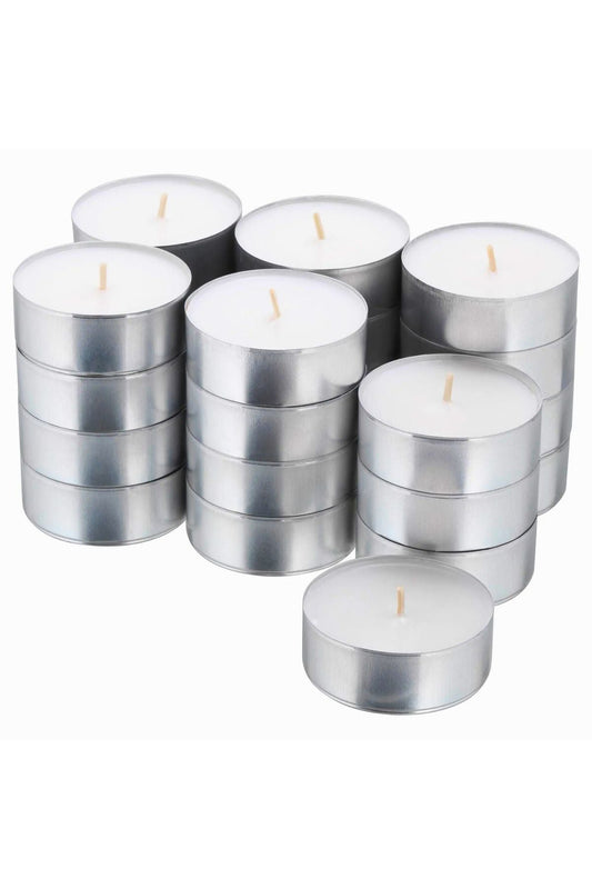 20 Adet Tealight Mum Beyaz Tea Light Kokusuz Mum 4 Saat Ömürlü