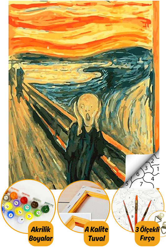 Sayılarla Boyama Hobi Seti "boyalar Ve Fırçalar Dahil Çerçeveli 40x50cm - Edvard Munch Çığlık