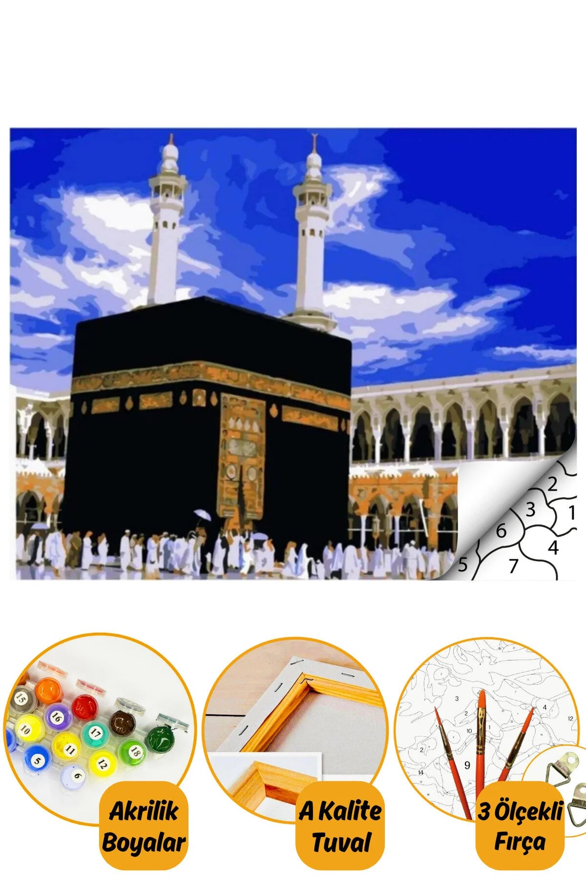 Sayılarla Boyama Hobi Seti 40x50cm Çerçeveli Boyalar Ve Fırçalar Dahil Kabe