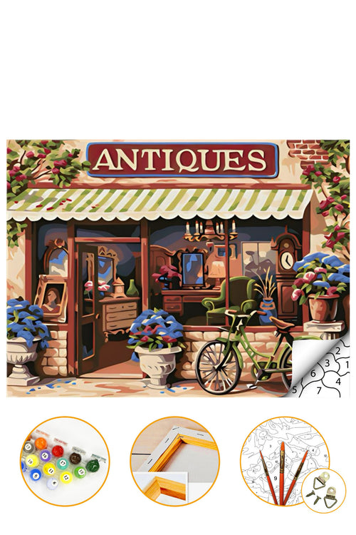 Antika Mağazası - Sayılarla Boyama Seti Kasnağa Gerili 40x50cm Boyalar ve Fırçalar Dahil