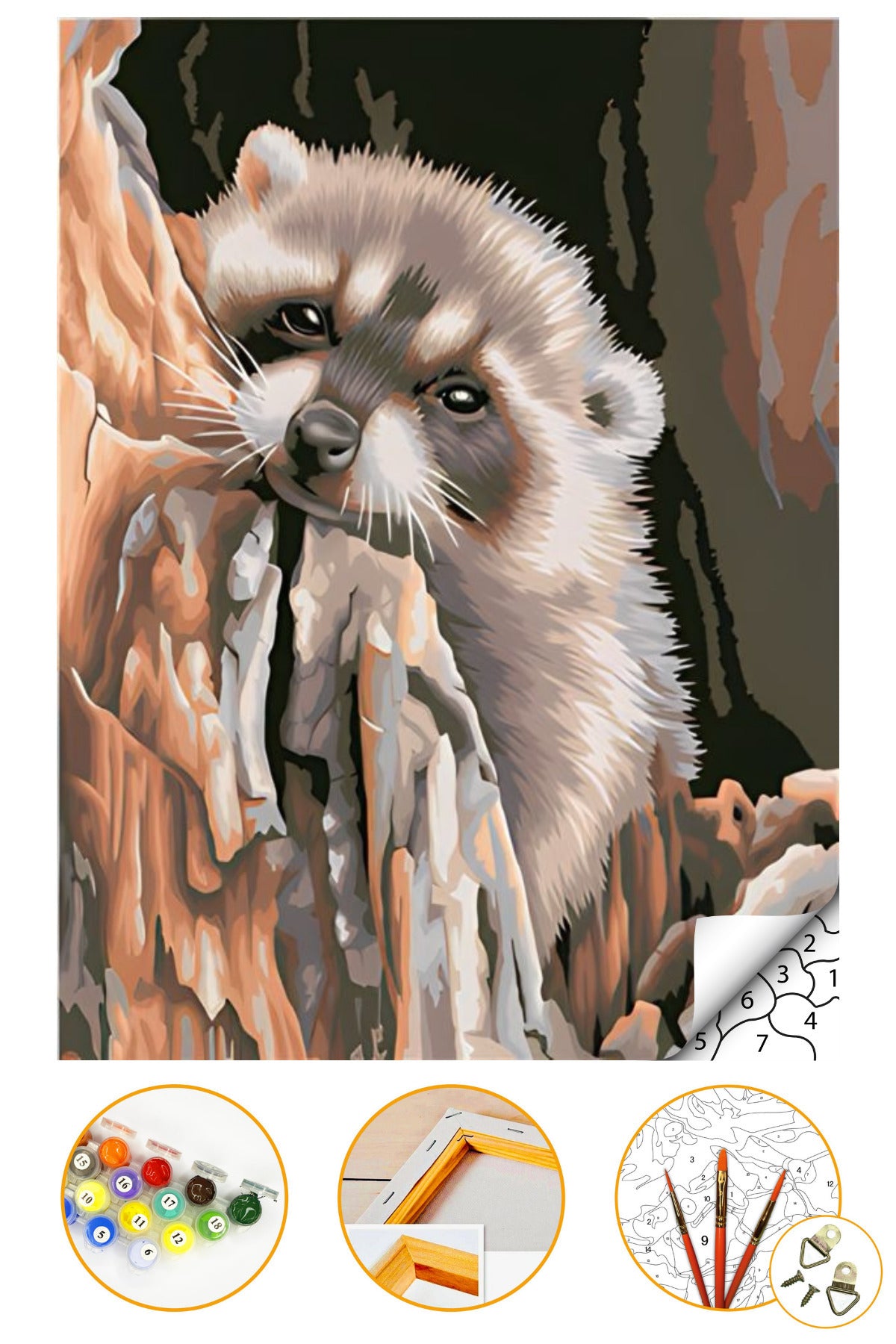 Sayılarla Boyama Seti Kasnağa Gerili 40x50cm Boyalar ve Fırçalar Dahil