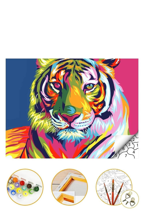 Sayılarla Boyama Seti Kasnaklı 40x50cm Boyalar Ve Fırçalar Dahil - Kaplan