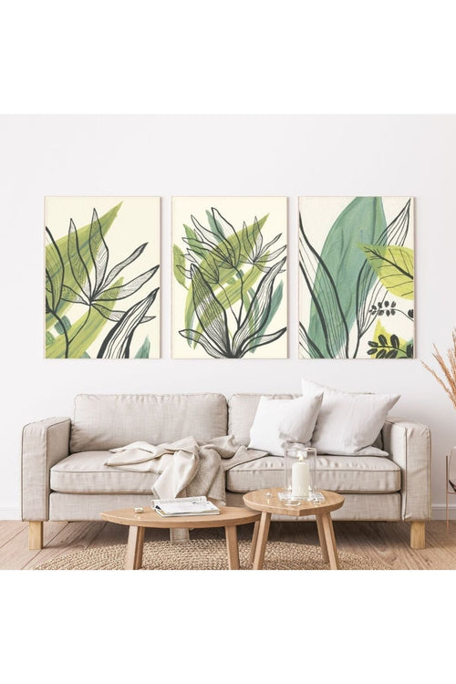 Minimalist Bohem Kasnaklı 3'lü set 40x50cm Kanvas Tablo Soyut Modern 05