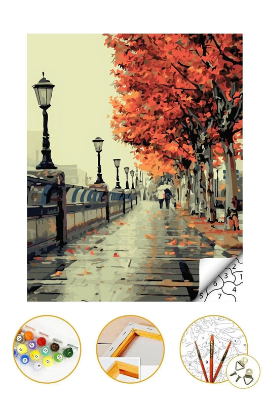 Sayılarla Boyama Seti Kasnaklı 40x50cm Sonbahar Boyalar ve Fırçalar Dahil