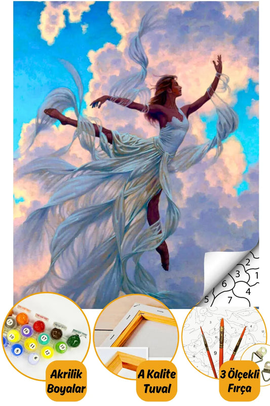 Sayılarla Boyama Seti Kasnaklı 40x50cm Boyalar Ve Fırçalar Dahil "melek"