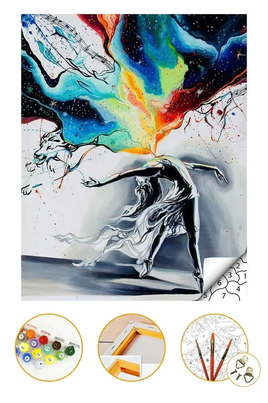 Sayılarla Boyama Hobi Seti Boyalar Ve Fırçalar Dahil 40x50cm "soyut Renklerin Dansı"