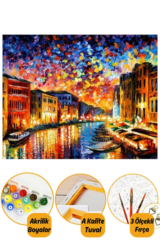 Sayılarla Boyama Hobi Seti "boyalar Ve Fırçalar Dahil Çerçeveli 40x50cm - Venedik