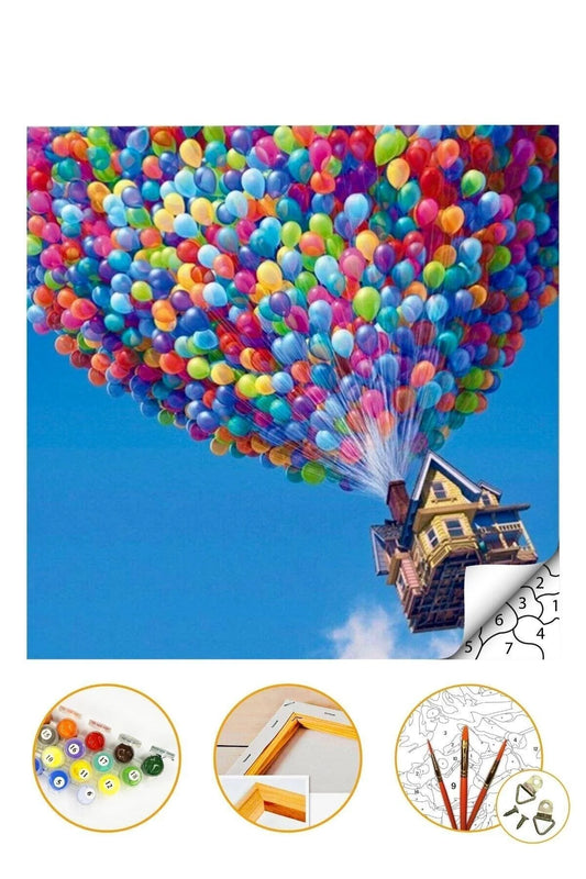 Sayılarla Boyama Hobi Seti Numaralı Tuval Boyalar Ve Fırçalar Dahil 40 X 50 Cm "renkli Balonlar"