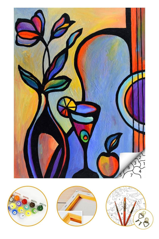 Sayılarla Boyama Seti Kasnaklı 40x50cm Boyalar Ve Fırçalar Dahil Gitar