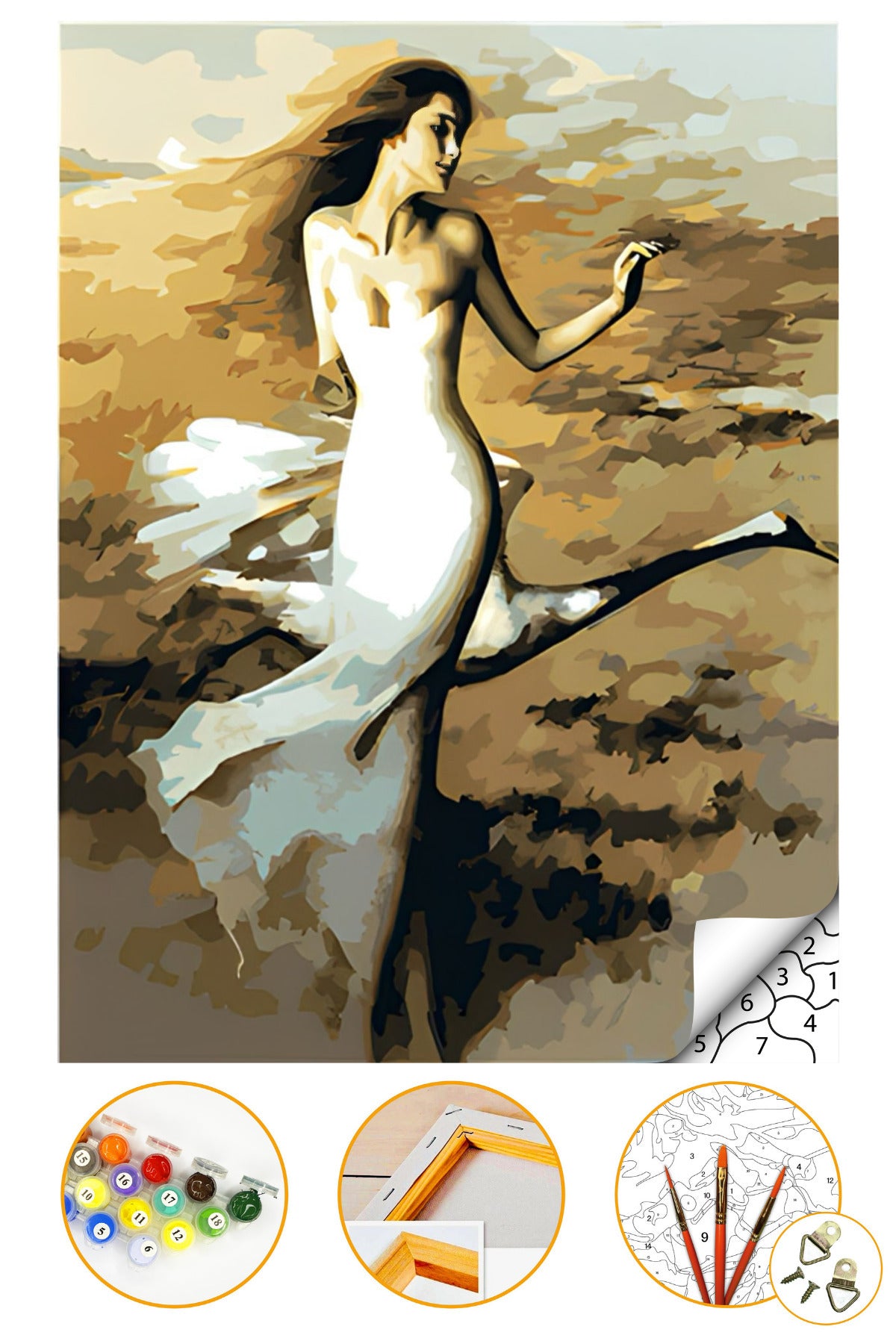 Dansçı Kadın - Sayılarla Boyama Seti Kasnağa Gerili 40x50cm Boyalar ve Fırçalar Dahil