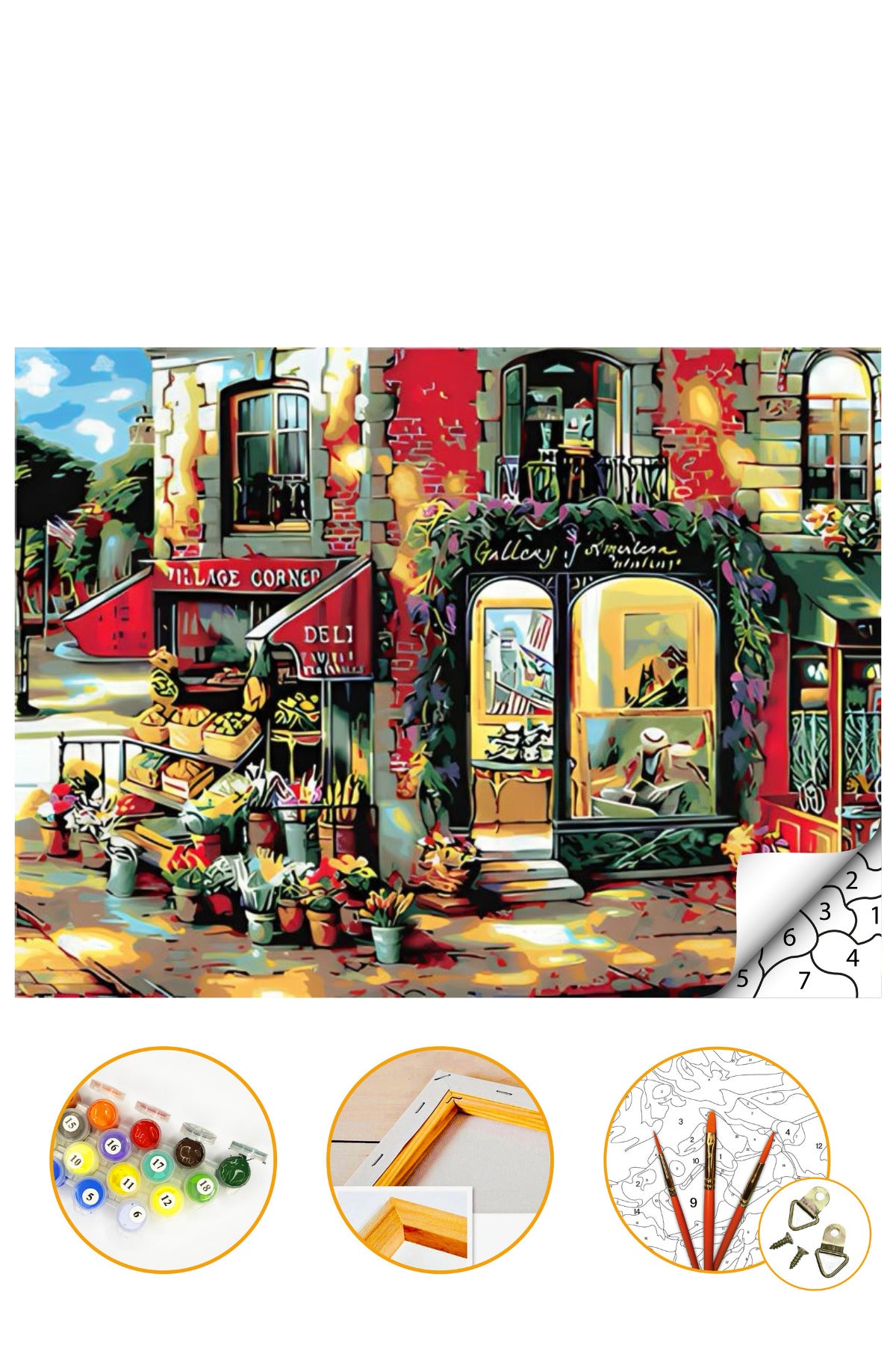 Tatlı Sokak - Sayılarla Boyama Seti Kasnağa Gerili 40x50cm Boyalar ve Fırçalar Dahil