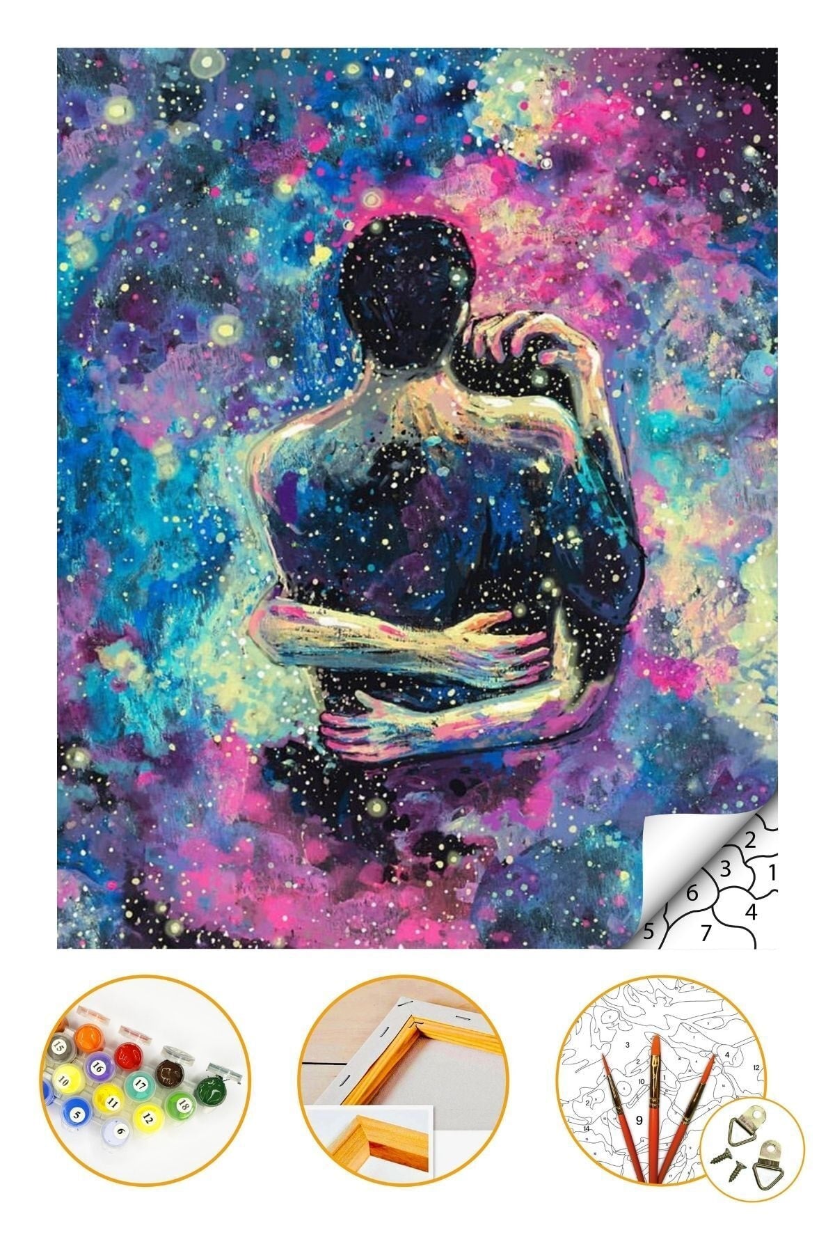 Sayılarla Boyama Hobi Seti "boyalar Ve Fırçalar Dahil Çerçeveli 40x50cm