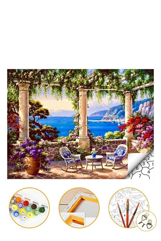 Sayılarla Boyama Hobi Seti Boyalar ve Fırçalar Dahil Çerçeveli 40x50cm