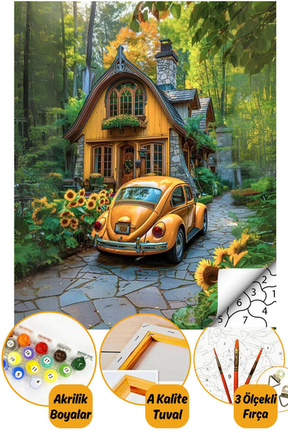 Sayılarla Boyama Numaralı Tuval Seti Fırça Boya Dahil 40x50cm Manzara TL052