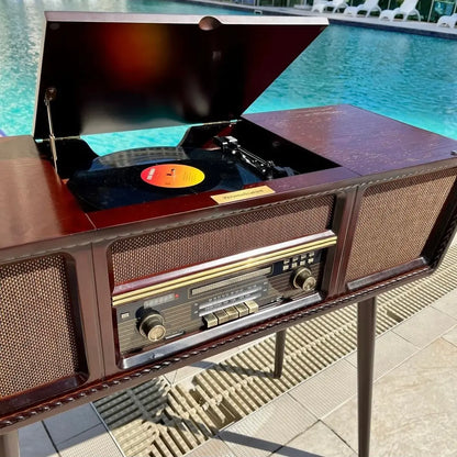 Crown Well Ahşap Retro Pikap Çalar, Cd Player, Radyo, Bluetooth ve Usb Giriş