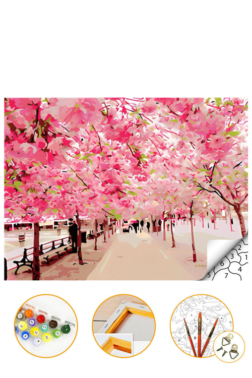 Bahar Çiçekleri - Sayılarla Boyama Seti Kasnağa Gerili 40x50cm Boyalar ve Fırçalar Dahil