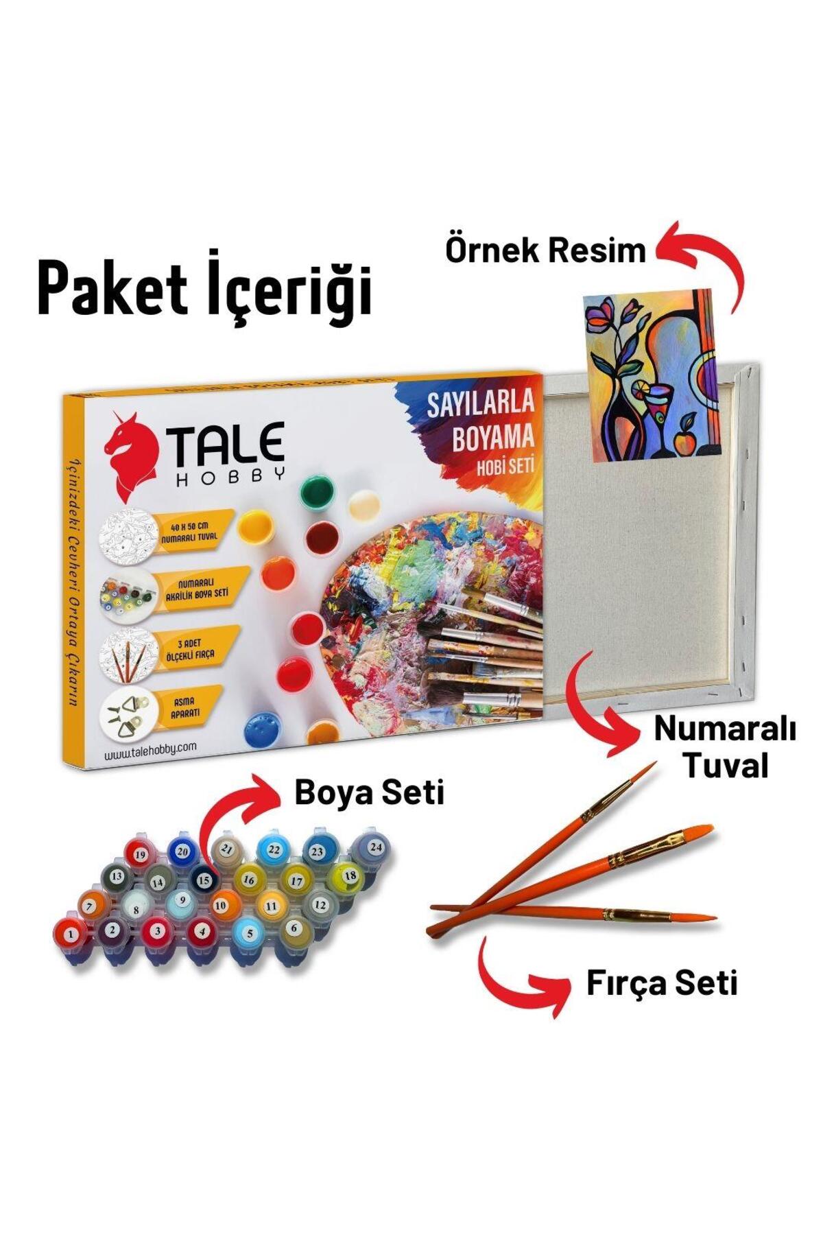 Çiçekler - Sayılarla Boyama Seti Kasnaklı 40x50cm Boyalar ve Fırçalar Dahil