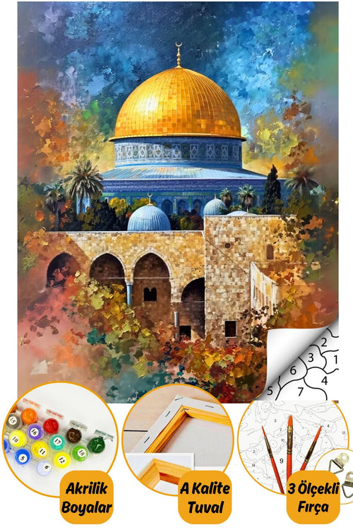 Sayılarla Boyama Numaralı Tuval Seti Fırça Boya Dahil 40x50cm Kudüs