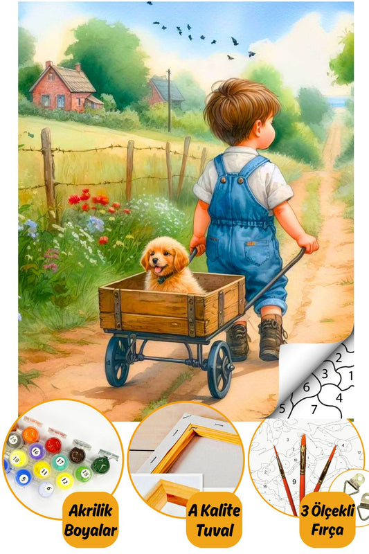 Sayılarla Boyama Numaralı Tuval Seti Fırça Boya Dahil 40x50cm Çocuk TL010