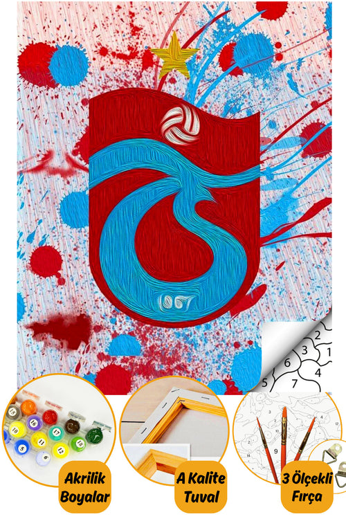 Sayılarla Boyama Hobi Seti "boyalar Ve Fırçalar Dahil Çerçeveli 40x50 Cm Trabzonspor
